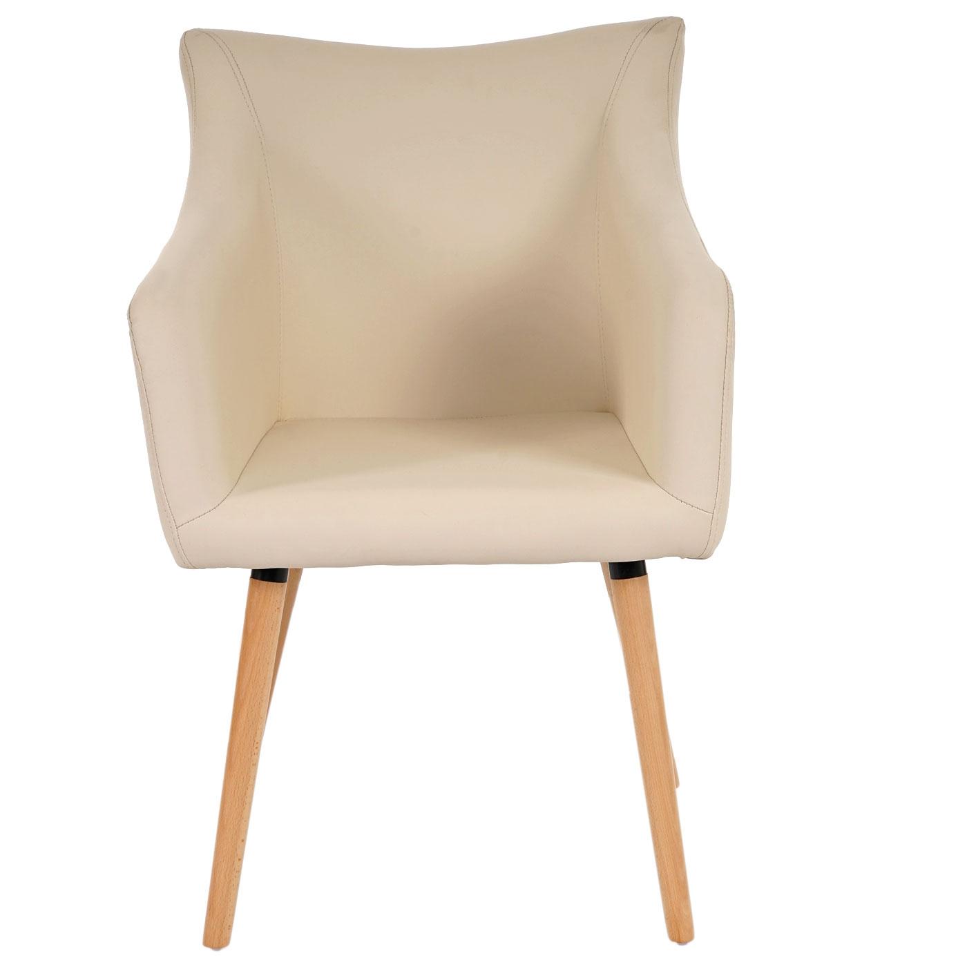 Silla de Comedor CAZORLA, Tapizada en Piel color Crema - Homy.es