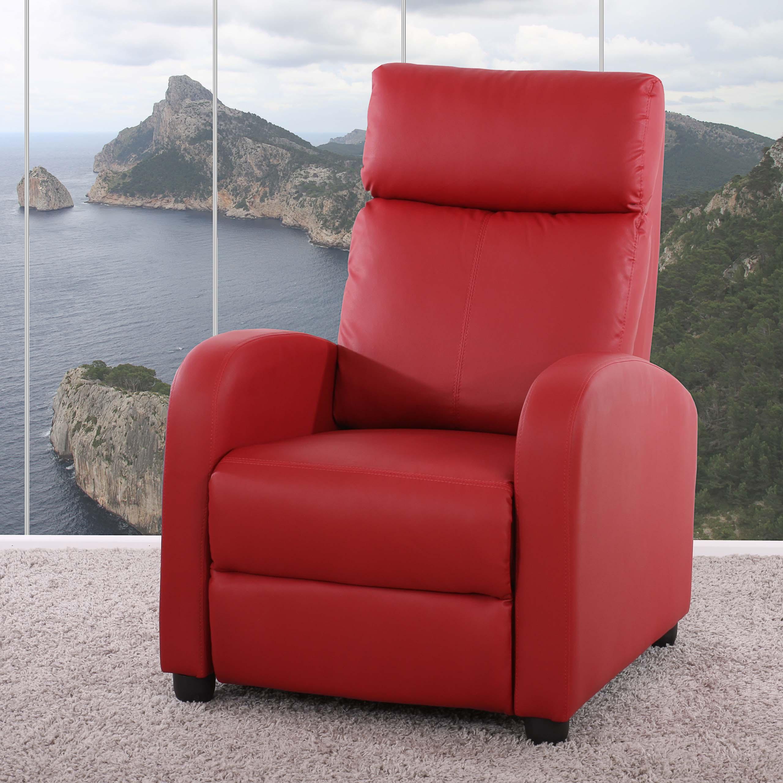 Sillón relax reclinable DENVER, en piel color rojo Homy.es