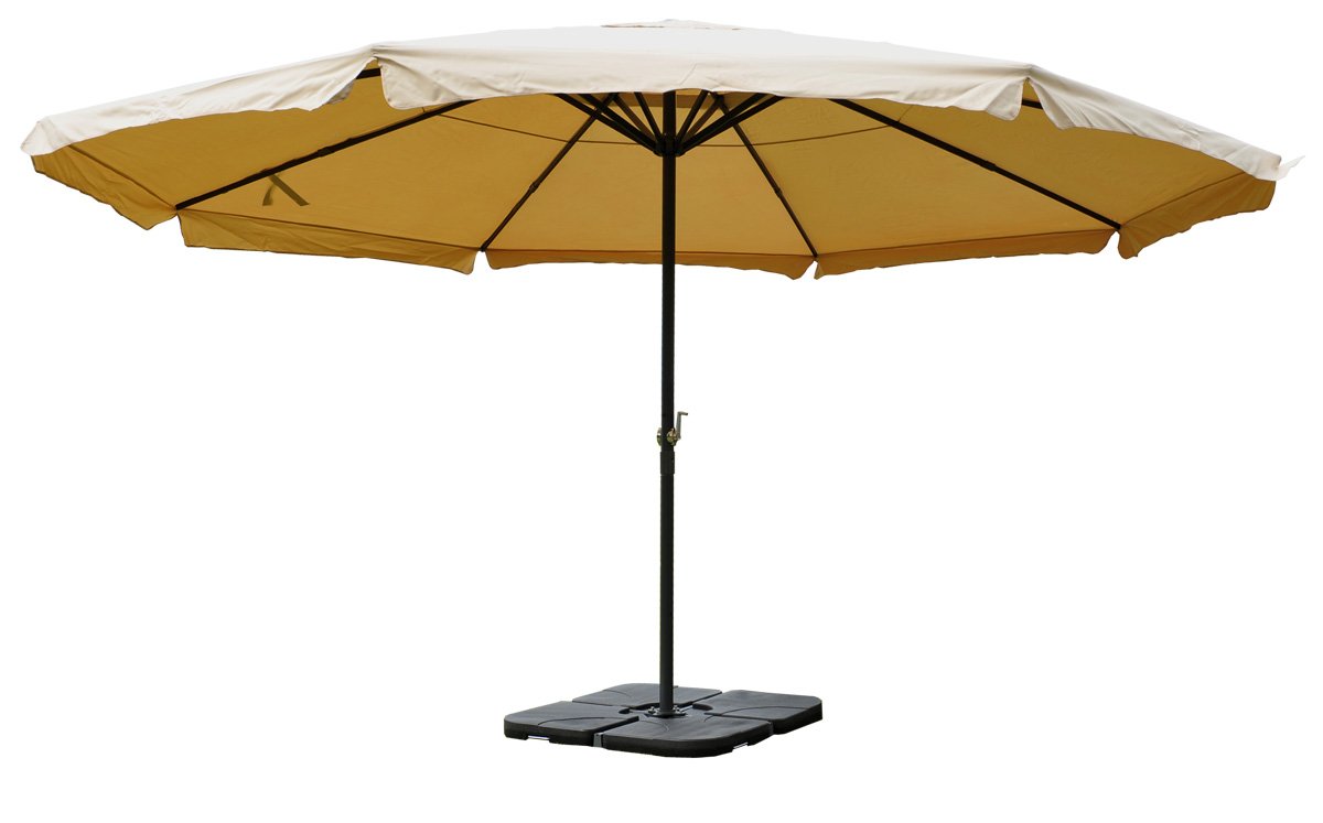 Sombrilla MISTY II en crema, 5 m Diámetro, Con base 4 módulos, Altura