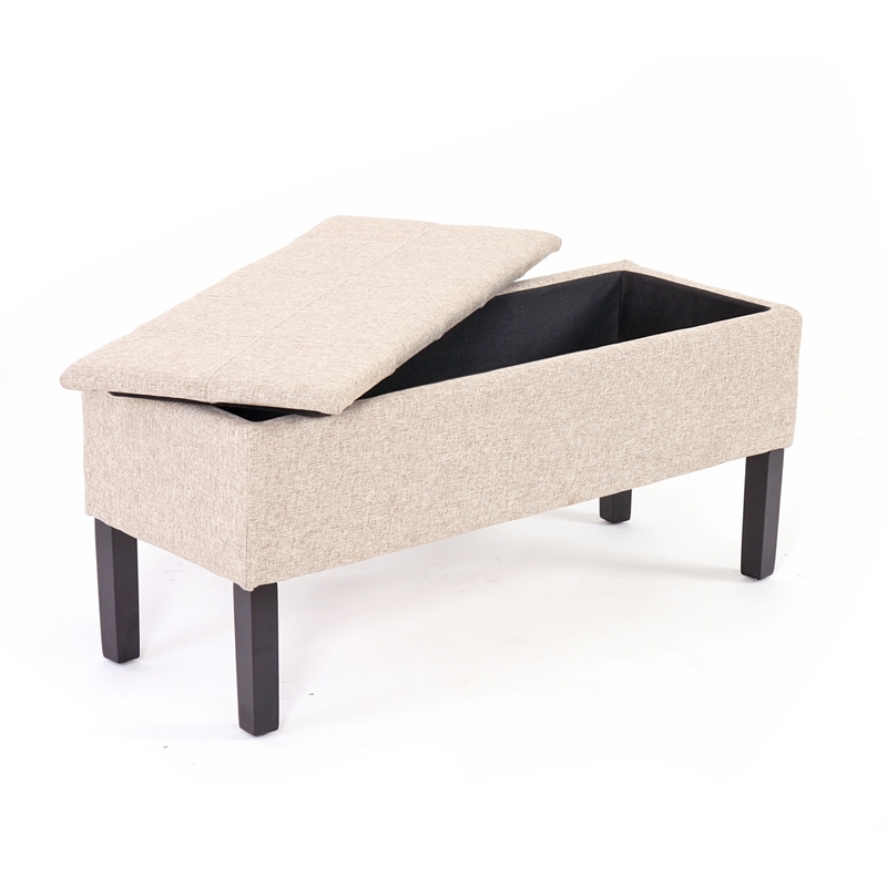 Banco para almacenamiento Pie Cama RENENS en tela acolchado, 95x36x44