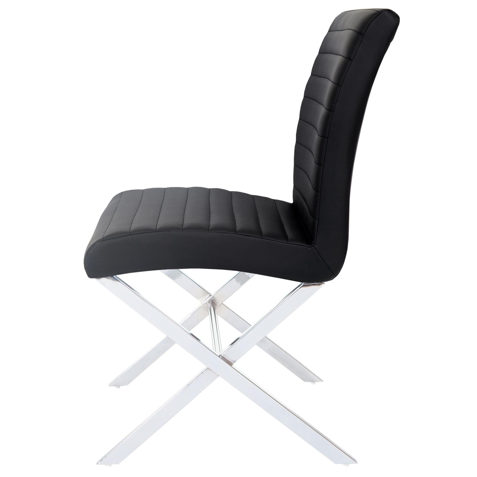 Lote de 4 sillas de comedor GIORGIO, piel negra y patas metálicas - Homy.es