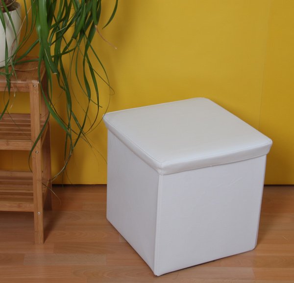Taburete cubo M9665 blanco almacenamiento, 40x40x40 cm - Homy.es