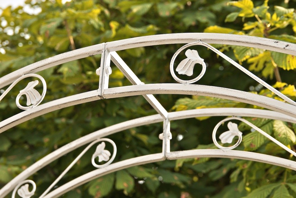 Arco enrejado tachonado para jardín en hierro blanco - Homy.es