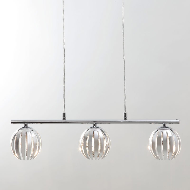 Lámpara de Techo colgante cromada con 3 apliques Homy.es