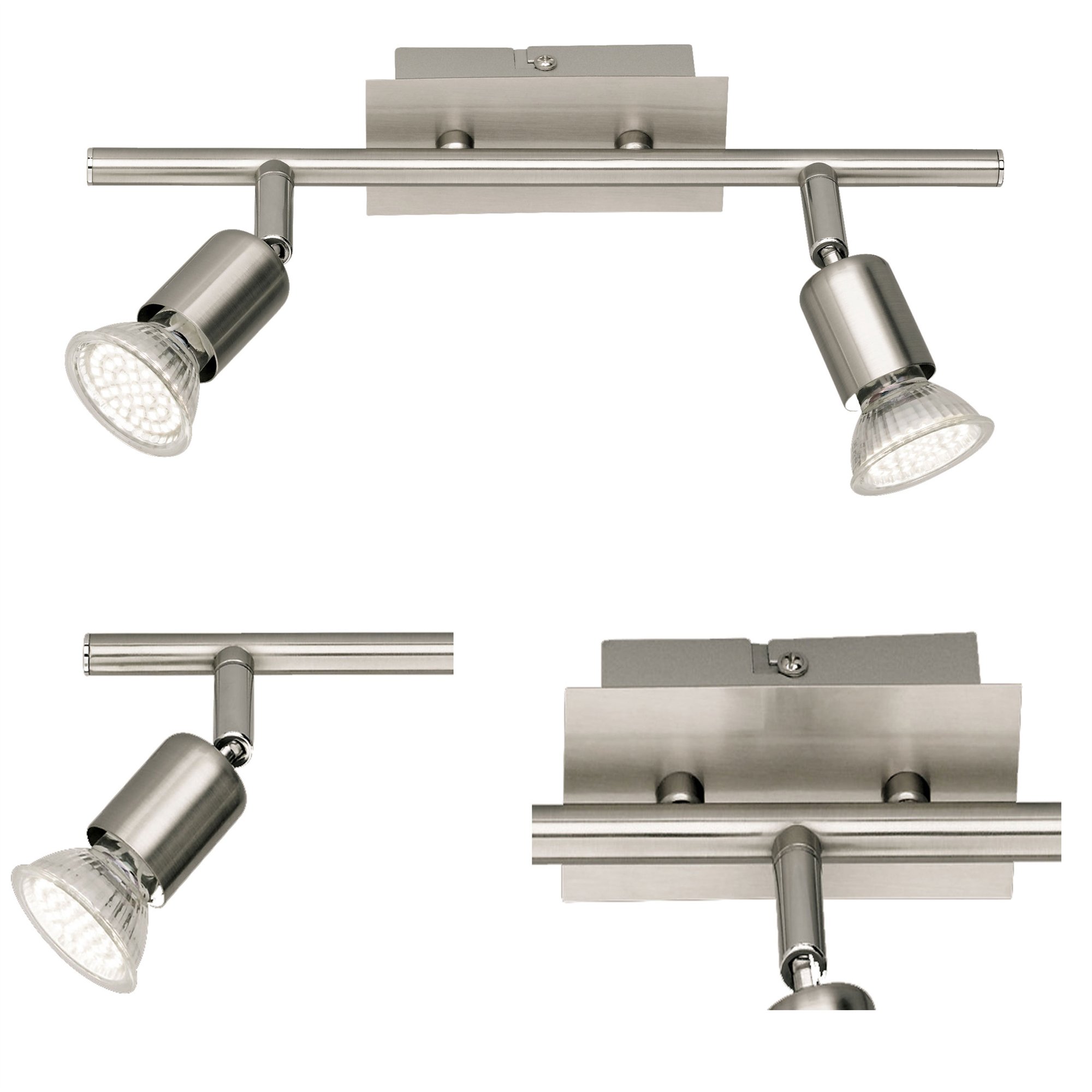Luz Iluminación para techo en Niquel mate con 2 focos LED - Homy.es