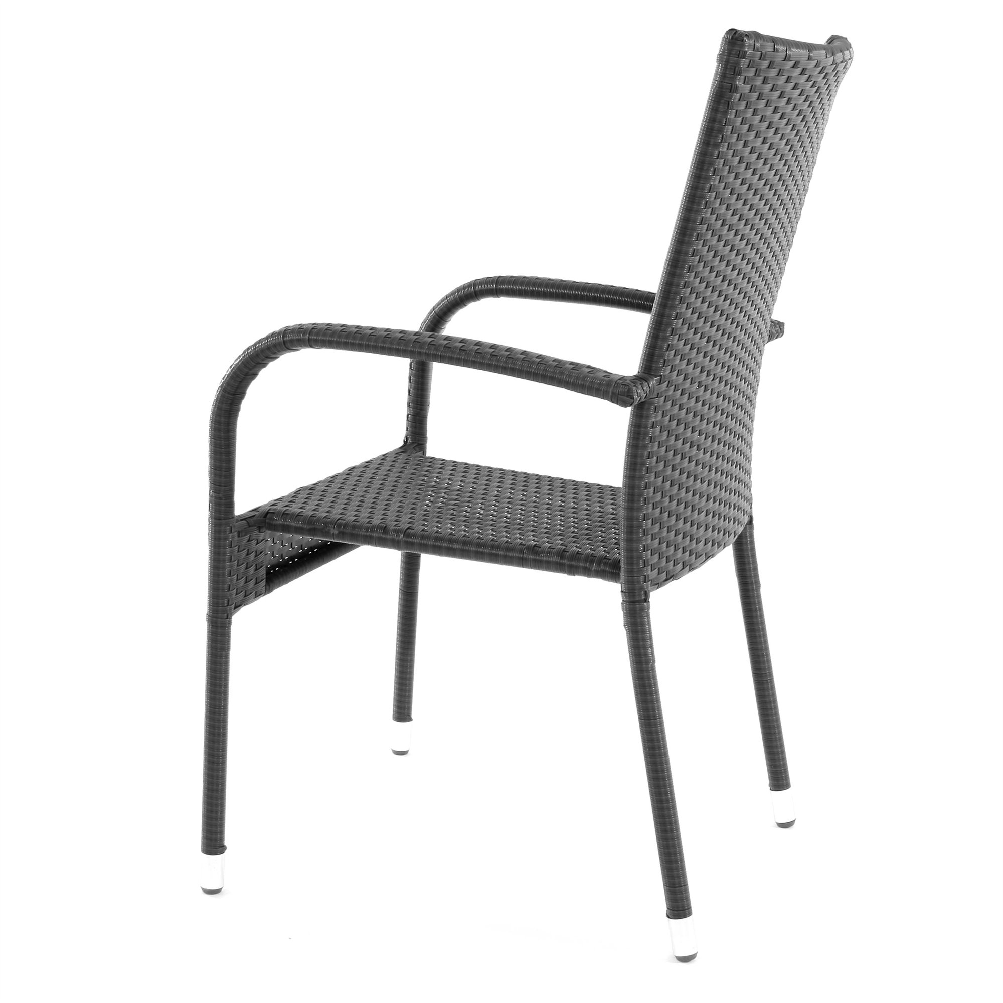 Silla apilable con reposabrazos de Poly Rattan para Jardín, Comedor