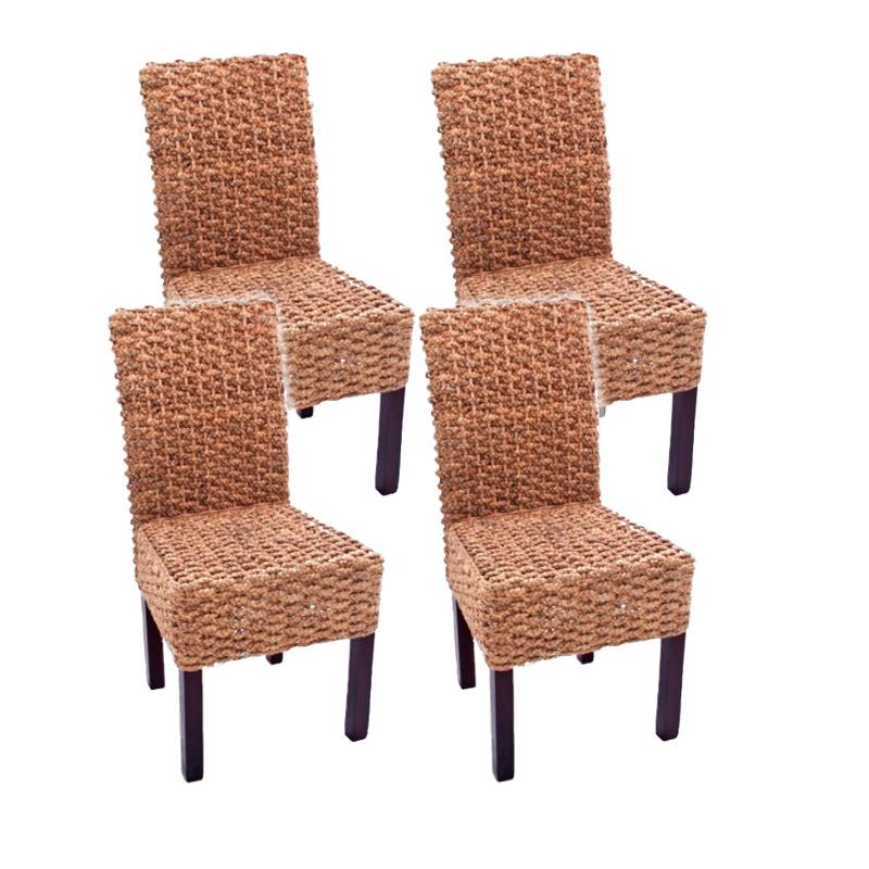 Lote 4 Sillas M45 en madera mimbre marrón y patas madera (cojines ... Lote 4 Sillas M45 en madera mimbre marrón y patas madera (cojines ...